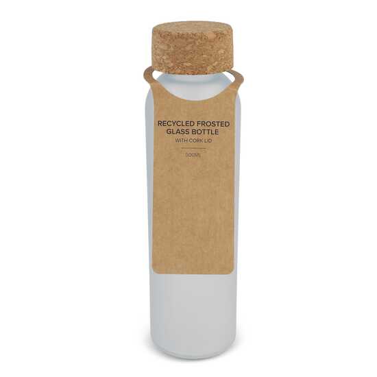Gefrostete flasche aus recyceltem Glas mit Korkdeckel 500ml