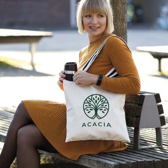 ANTWERPEN – Schwere Baumwolltasche mit langen, 2-farbig gewebten Henkeln