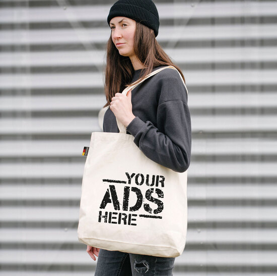 LEIPZIG – Baumwolltasche mit langen Henkeln und Bodenfalte (Made in Germany)