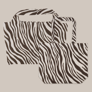 Strandtasche Zebra Druck schwarz-weiss  DKE085 46 x 40+2 x 6 cm  ecru mit Druck braun/schwarz
