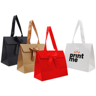 Deluxe Geschenktasche mit Schleife DPK125 24 x 11 x 20 cm  weiss hochglanz