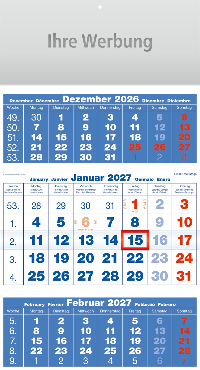 Dreimonatsplaner Compact-basic blau