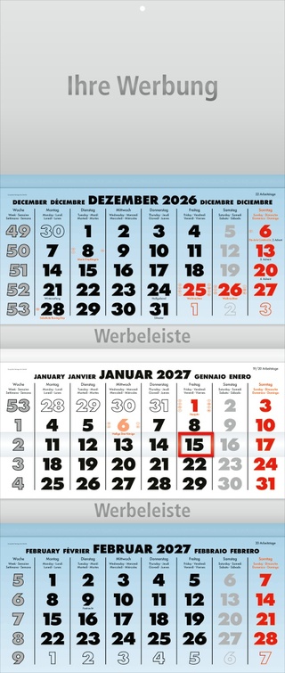 Dreimonatsplaner Business-trio blau