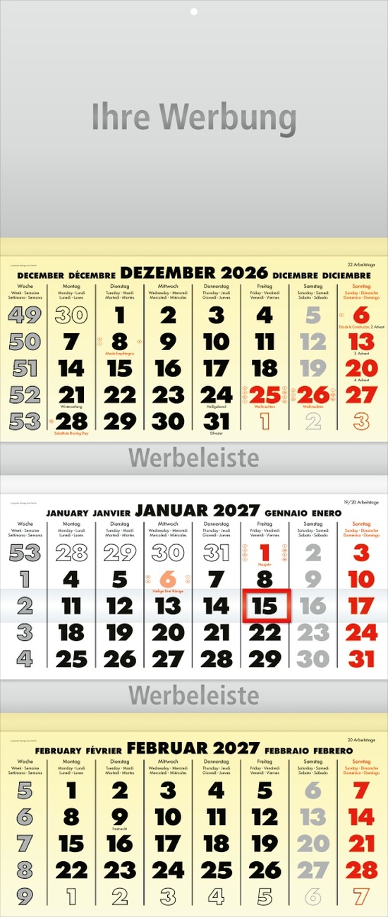 Dreimonatsplaner Business-trio gelb