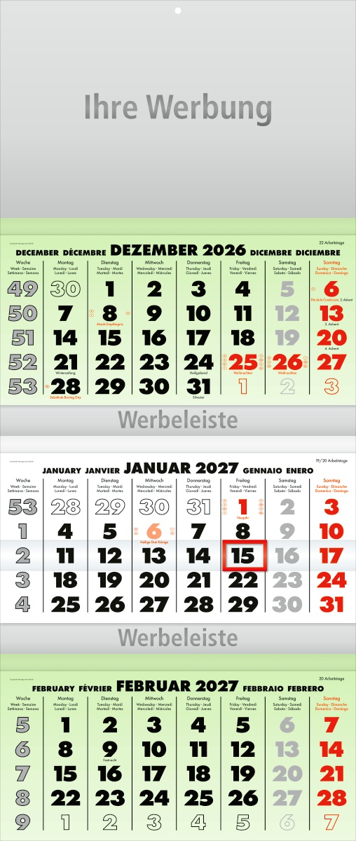 Dreimonatsplaner Business-trio grün