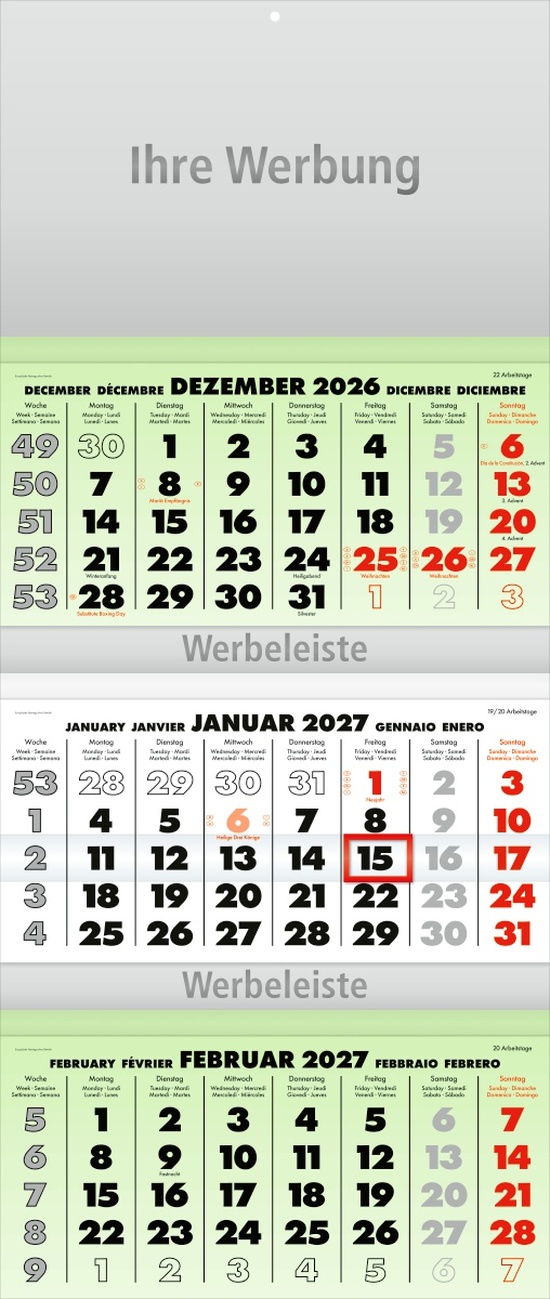 Dreimonatsplaner Business-trio grün