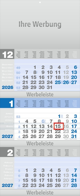 Dreimonatsplaner Design-trio-plus blau