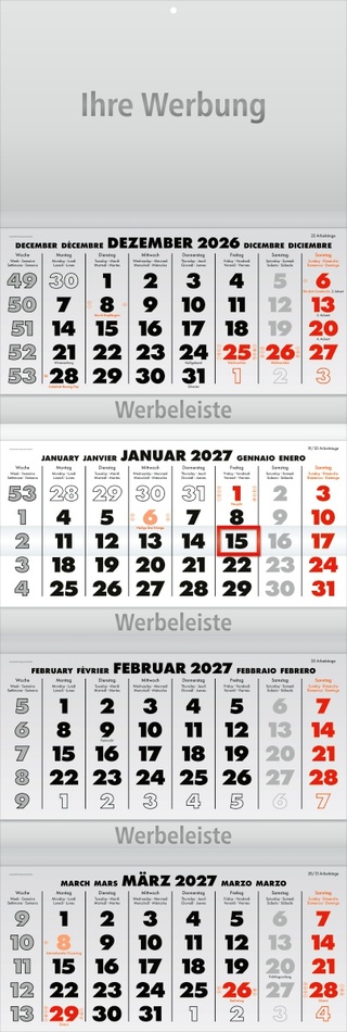 Viermonatsplaner Business-quattro grau