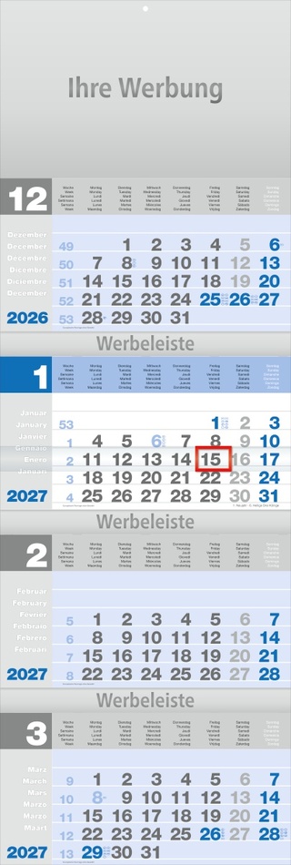 Viermoantsplaner Design-quattro blau
