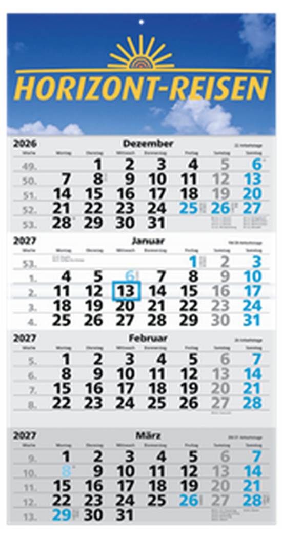 4-Monatskalender Compact-quattro blau