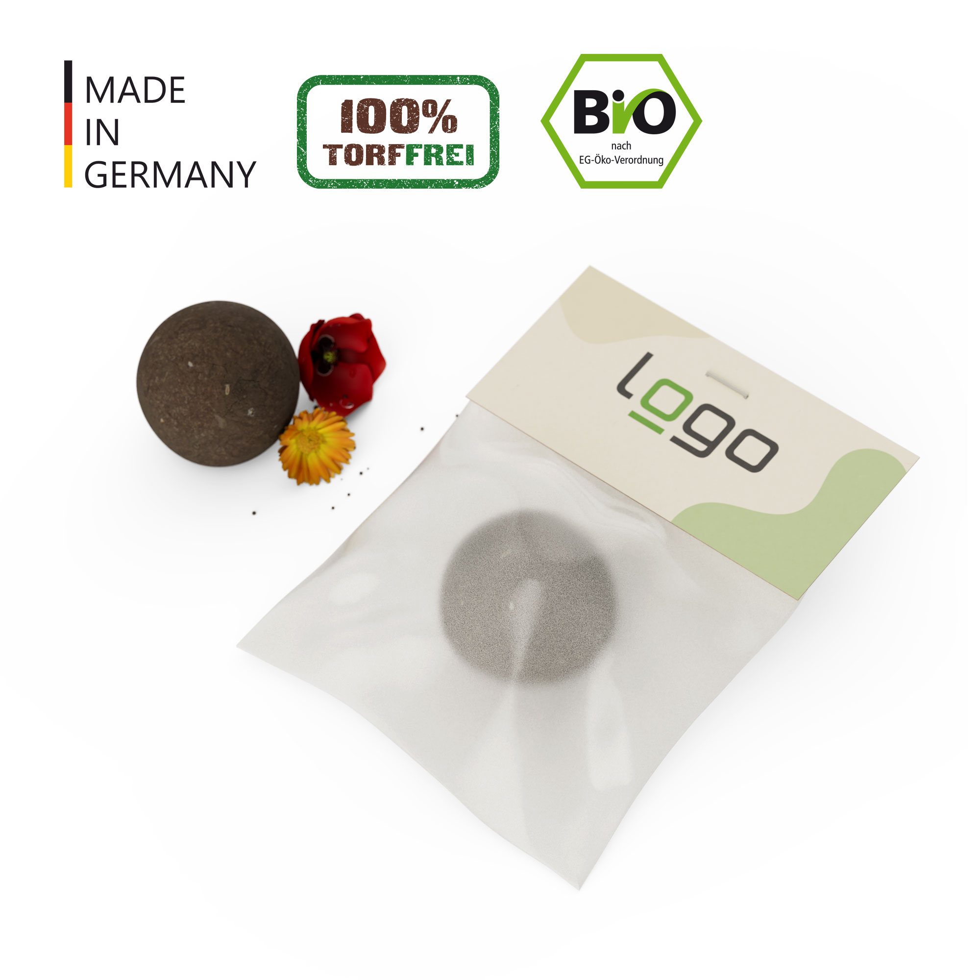 Seedball – Flower-Ball "Bienenwiese" im Pergaminbeutel - torffrei