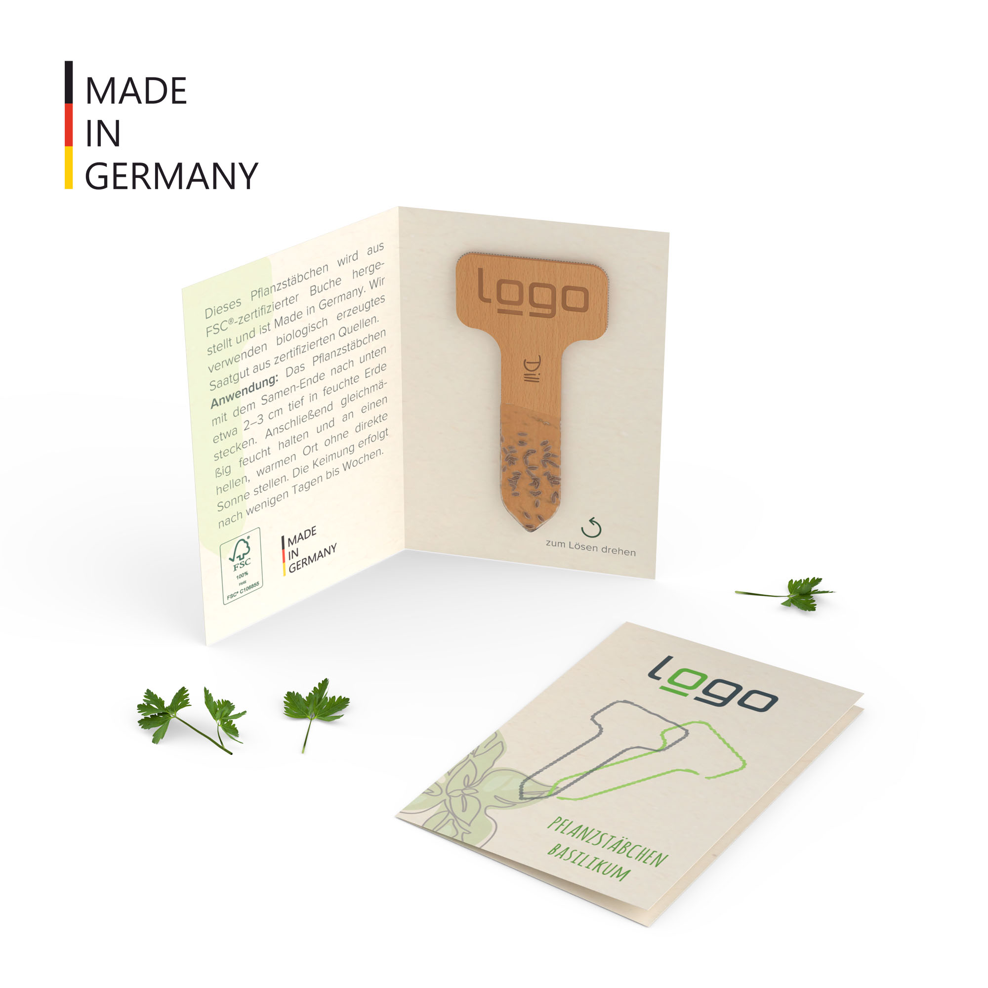 Kräuter-Pflanzstäbchen in Klappkarte (FSC® zertifiziert)