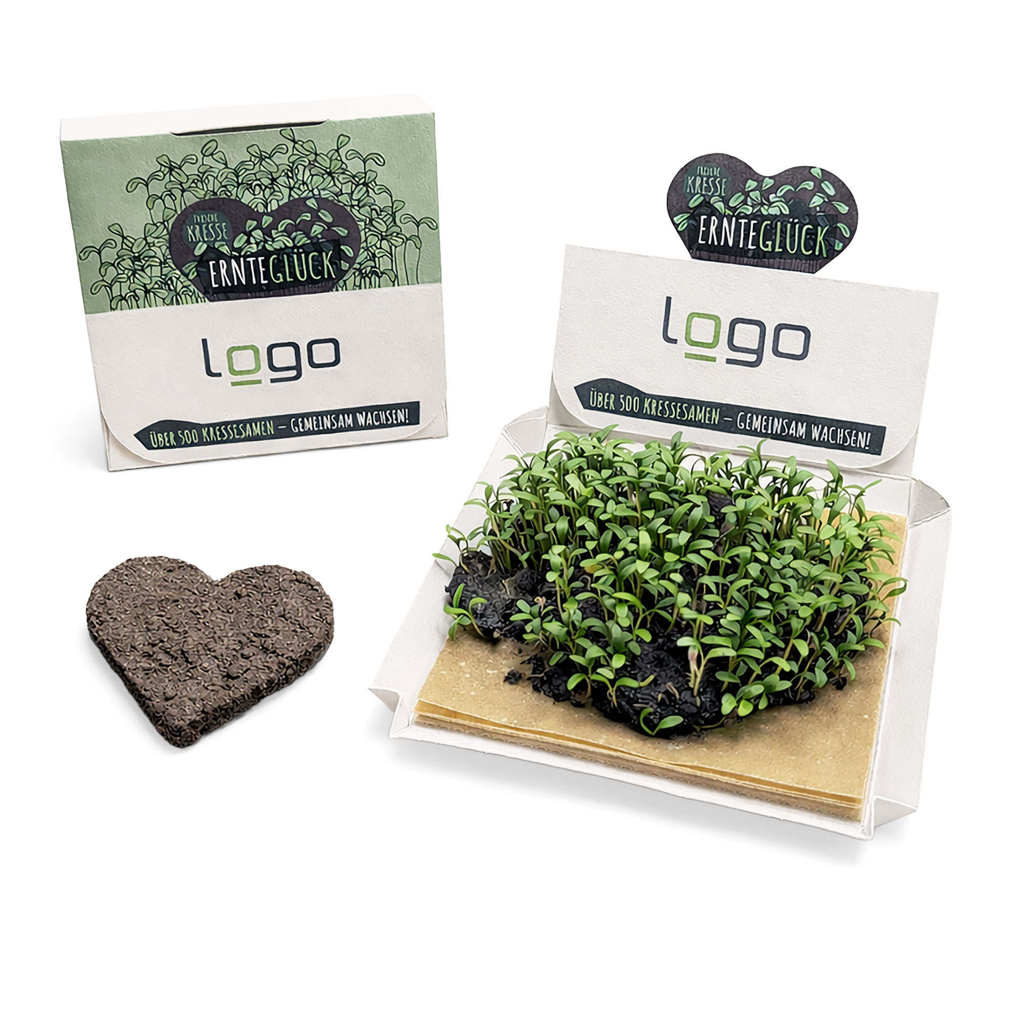 Kresse-Herz "Grüne Freude" inkl. Pflanzschale - torffrei