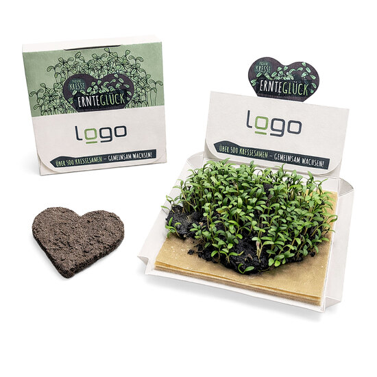 Kresse-Herz "Grüne Freude" inkl. Pflanzschale - torffrei