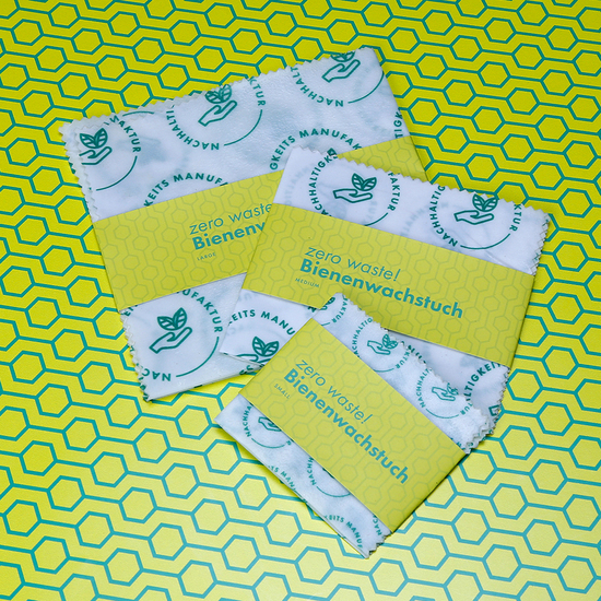 Bienenwachstuch S mit Banderole Wabi