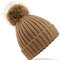 Faux Fur Pop Pom Chunky Beanie