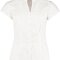 Tailored Fit Poplin Contintental Blouse Mandarin Collar Cap Sleeve