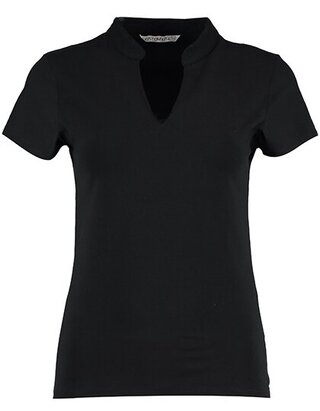 Regular Fit Corporate Top V Neck Mandarin Collar