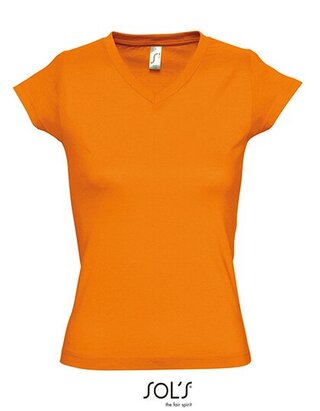 Ladies` V-Neck-T-Shirt Moon