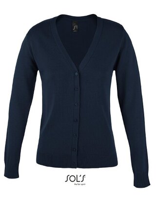 Golden Women V-Neck Knitted Cardigan