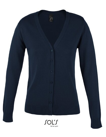 Golden Women V-Neck Knitted Cardigan