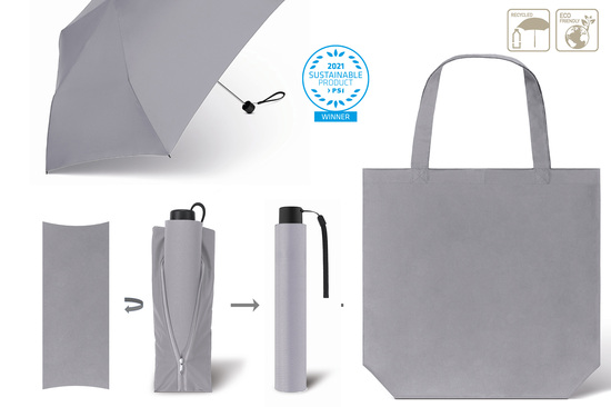 Taschenschirm mit Einkaufstasche SCHIRM & SHOPPER RPET