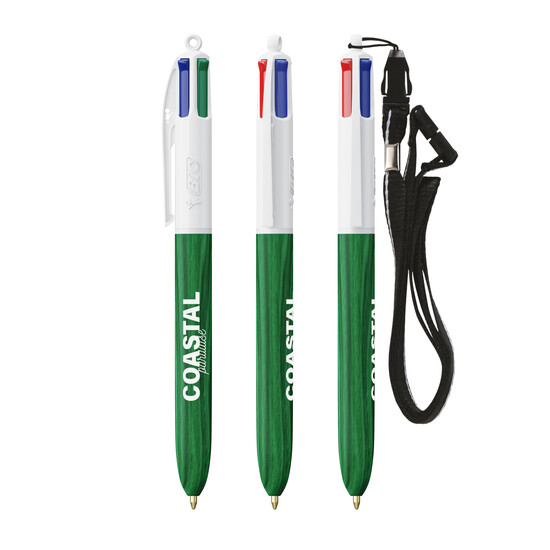 BIC® 4 Colours® Wood Style with Lanyard