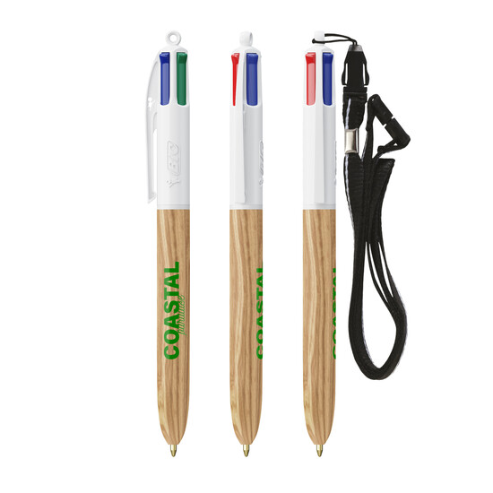 BIC® 4 Colours® Wood Style with Lanyard