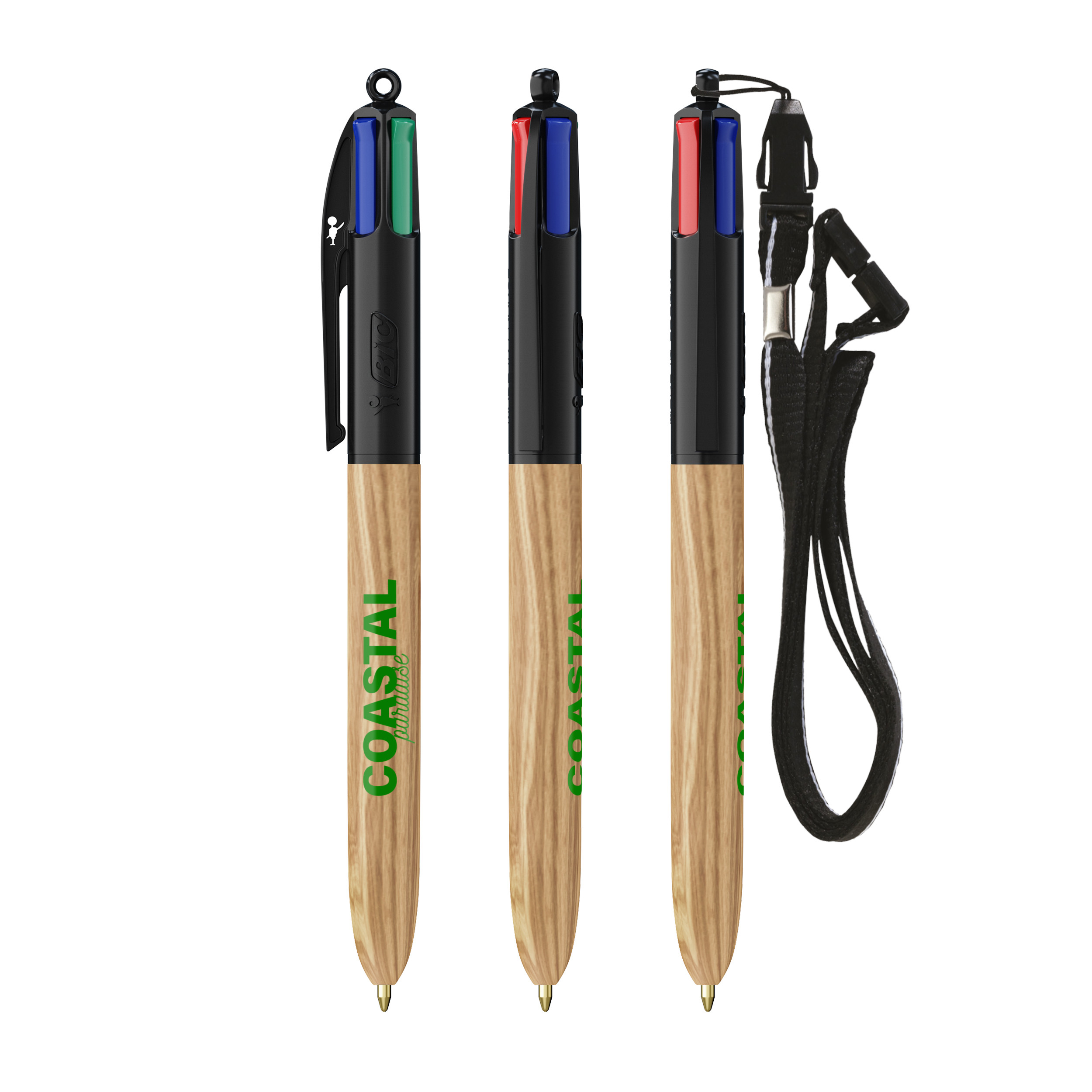 BIC® 4 Colours® Wood Style with Lanyard