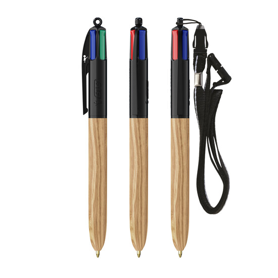 BIC® 4 Colours® Wood Style with Lanyard