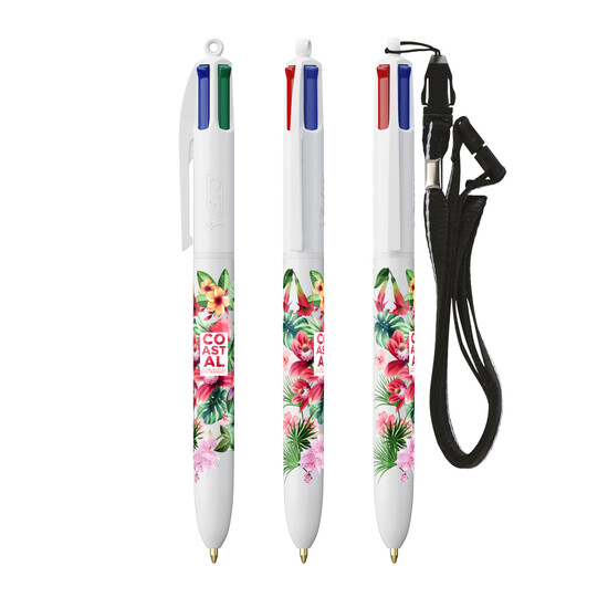 BIC® 4 Colours® ballpen + lanyard