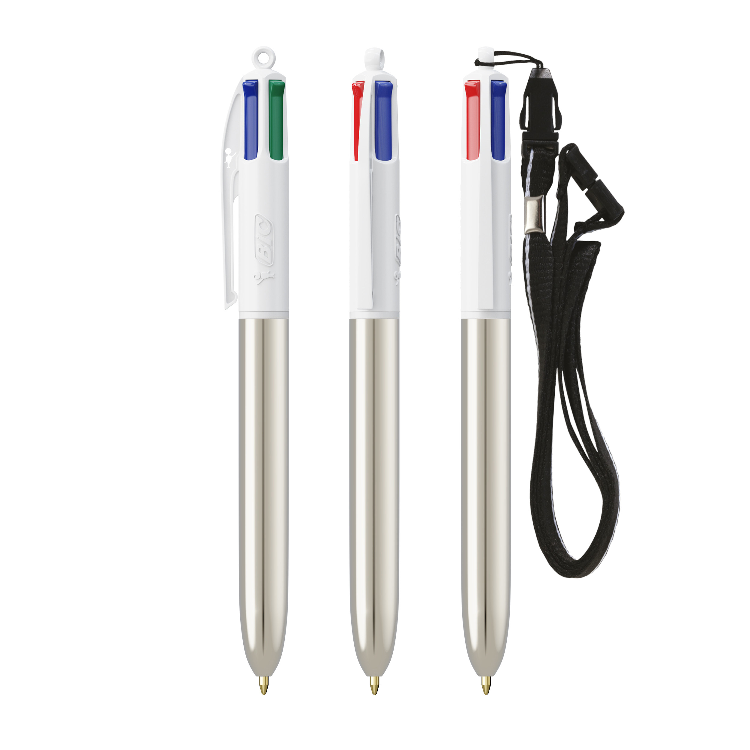 BIC® 4 Colours® Shine with lanyard ballpen