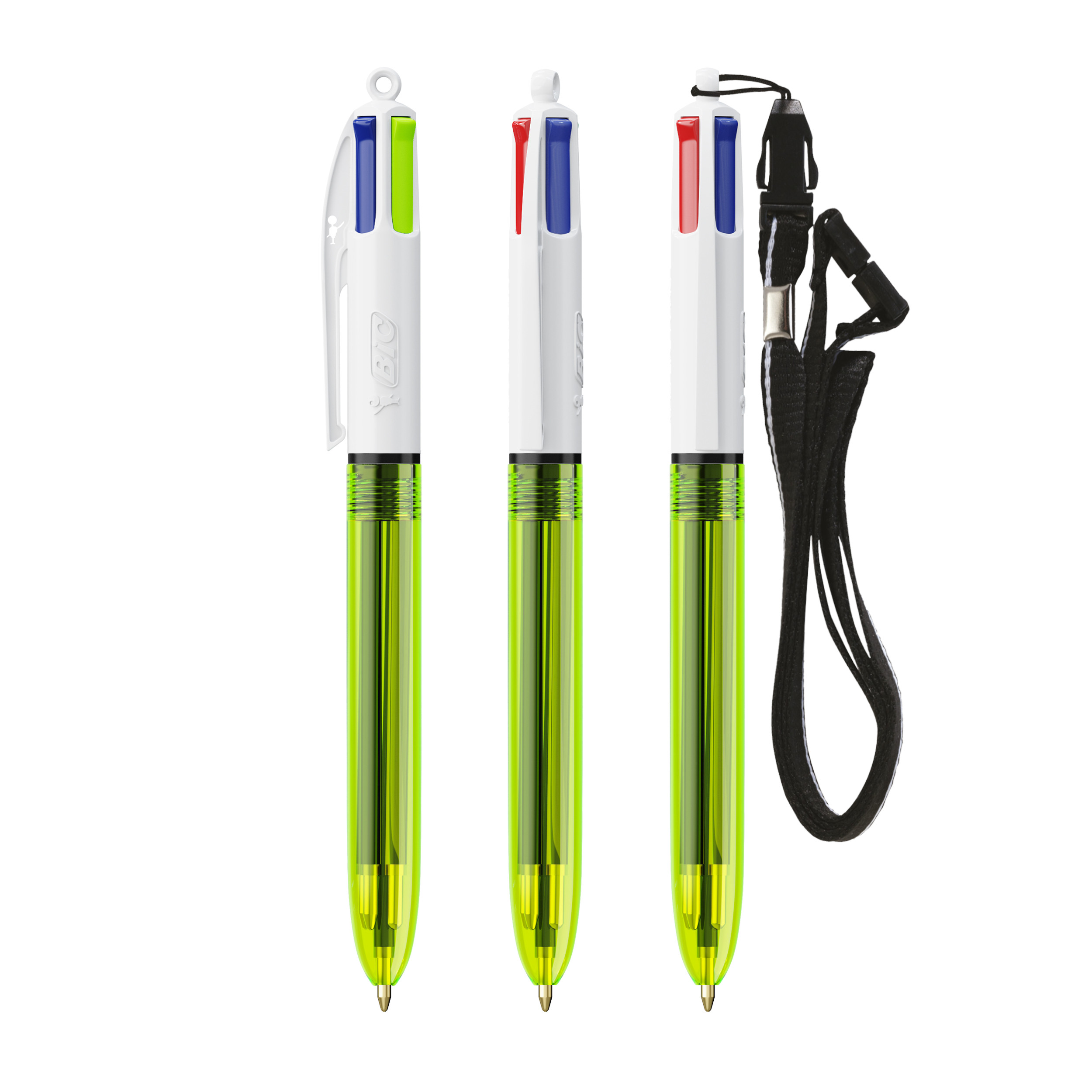 BIC® 4 Colours® Fluo with lanyard ballpen