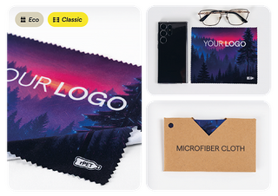 Brillenputztuch im Umschlag aus Kraftpaier