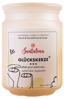 Santalina Glückskerze mit Botschaft