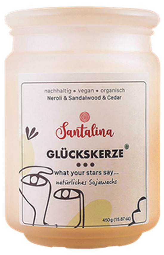 Santalina Glückskerze mit Botschaft
