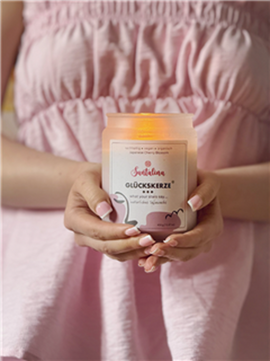 Santalina Glückskerze mit Botschaft