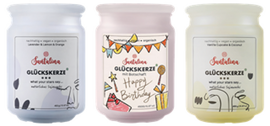 Santalina Glückskerze mit Botschaft
